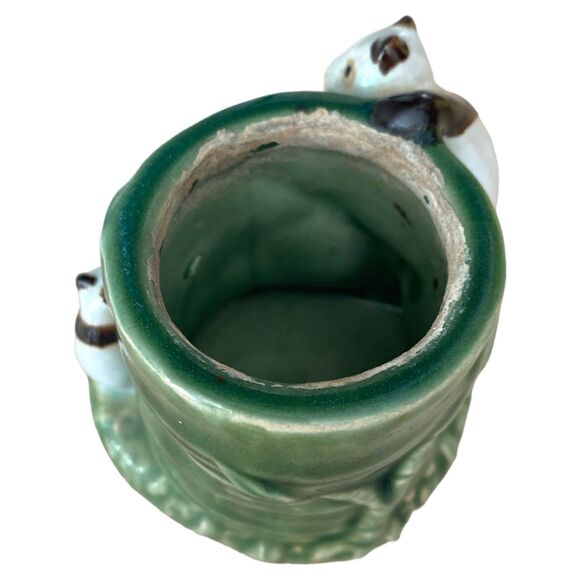 Vintage Majolica Panda Planter Vase: Mom & Baby Ceramic Figurine - Picture 4 of 7